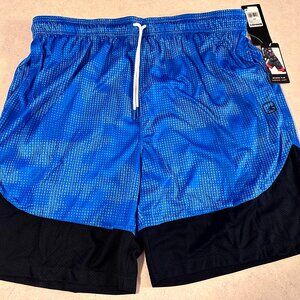 NWT AND1 Men's Basketball Shorts Blue White Black Size 2XL 10" Inseam Pockets